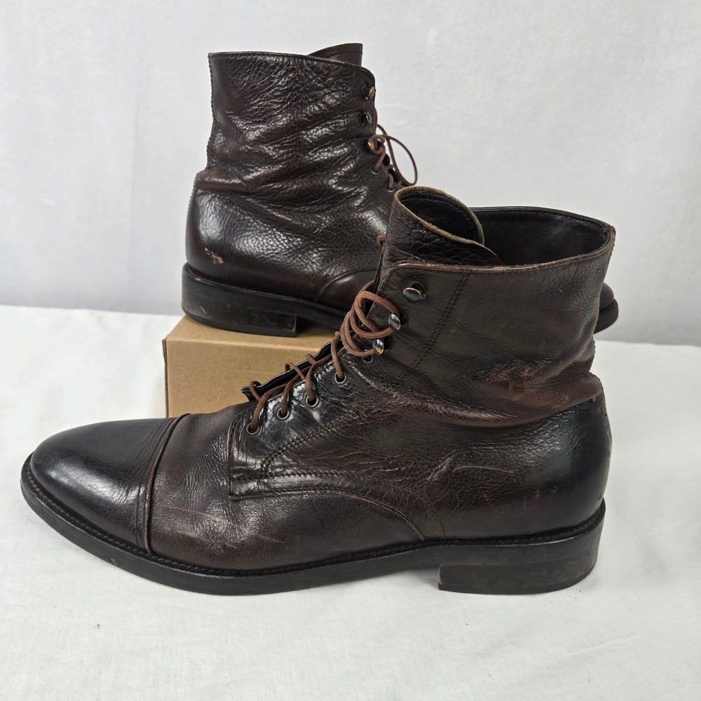 To Boot New York Adam Derrick Brown Leather Cap Toe Combat Boots Mens 12 Italy